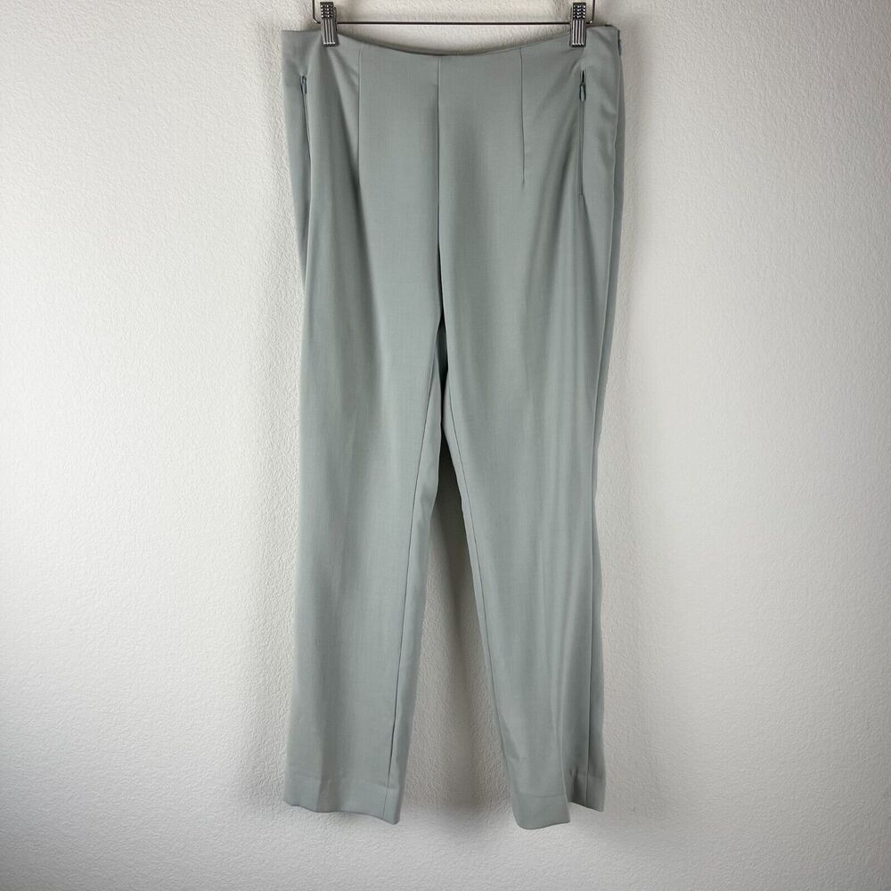 Akris Wool Trouser Pants Womens 10 Gray Slacks Flat Front Career Classic Preppy